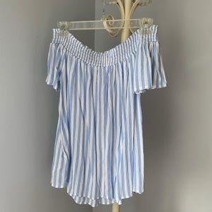 Loose Striped-Pattern Flutter-Sleeve Top for Women